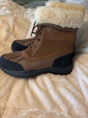 BearPaw Men’s Brown and Black Insulated Lace-Up Winter Boots